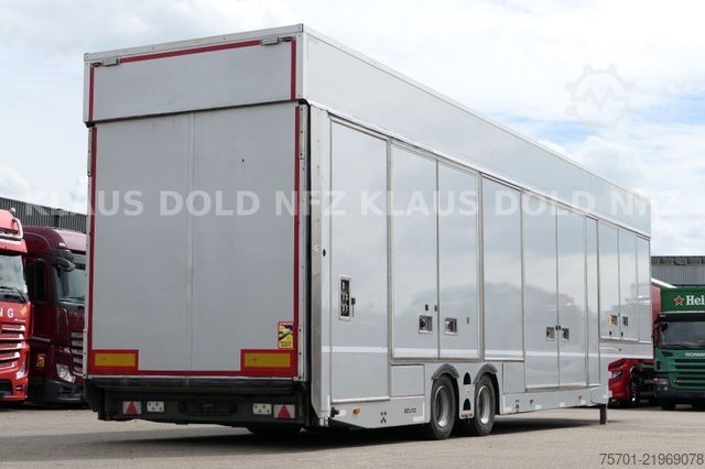 Car carrying semitrailer  Rolfo S2 geschloss. Autotransp. Hubdach Lifbühne