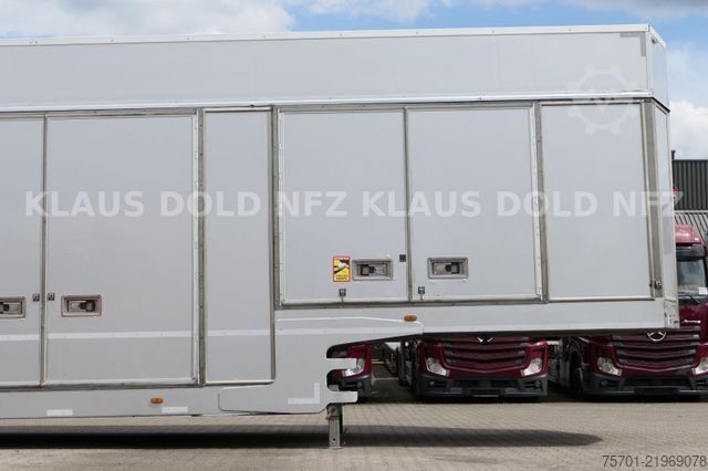Car carrying semitrailer  Rolfo S2 geschloss. Autotransp. Hubdach Lifbühne