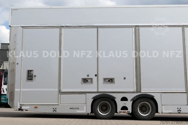 Car carrying semitrailer  Rolfo S2 geschloss. Autotransp. Hubdach Lifbühne