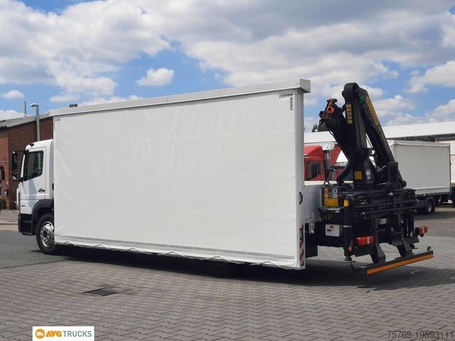 Flatbed truck MERCEDES-BENZ 1324 L ATEGO Hegla-Glasreff Kran PK10002 Funk
