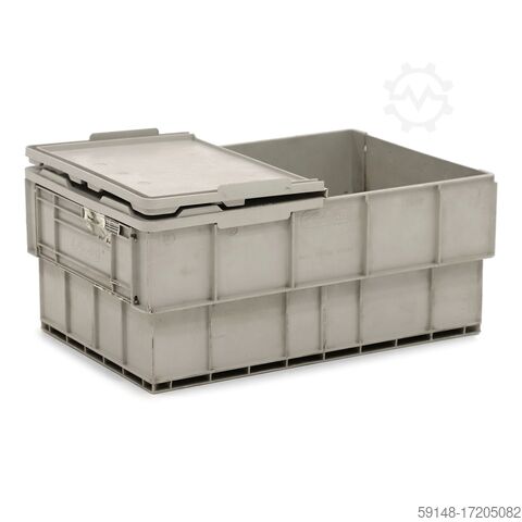 Used Euronorm stacking bins with double lid, L: 585, W: 385, H: 250 (mm). 50ltr, L: 585, Kruizinga 98-1990GB-PAL