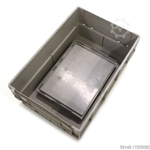 Used Euronorm stacking bins with double lid, L: 585, W: 385, H: 250 (mm). 50ltr, L: 585, Kruizinga 98-1990GB-PAL