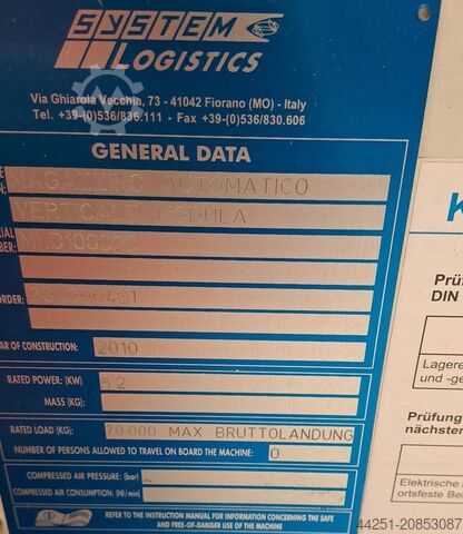 Automatisches Vertikales Lagersystem 06 Modula ML50D