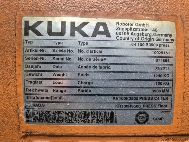 5 Stück Industrieroboter KUKA KR100 R 3500 press
