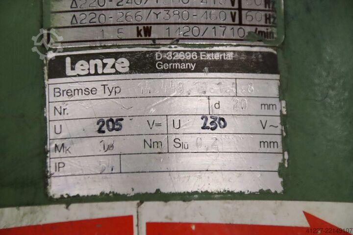 Geared motor 1.5 kW 70 rpm Lenze 12.622.12.1  90L/4-H-TH-BR-