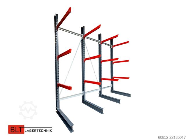 Cantilever racking, heavy-duty racking for long goods ca. 4 lfm. Kragarmregal H: 400cm ,Fuß +3 650 kg Belastung pro Arm , Langgutregal