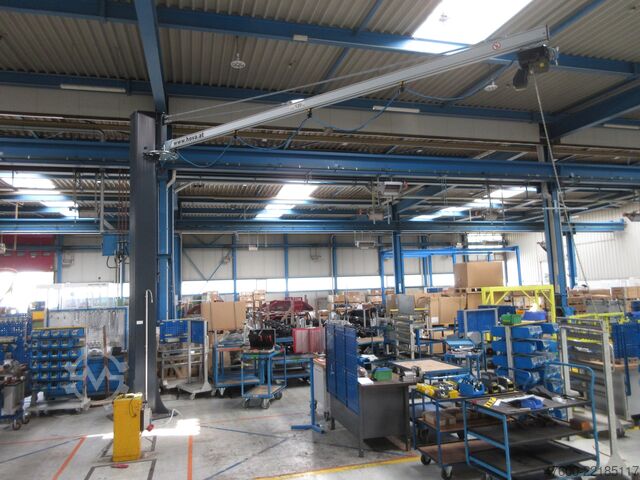 Pillar jib crane slewing crane chain hoist HOVA Kran Drehkran Hallenkran 120KG ALU Ausleger L 6m 500KG Kettenzug