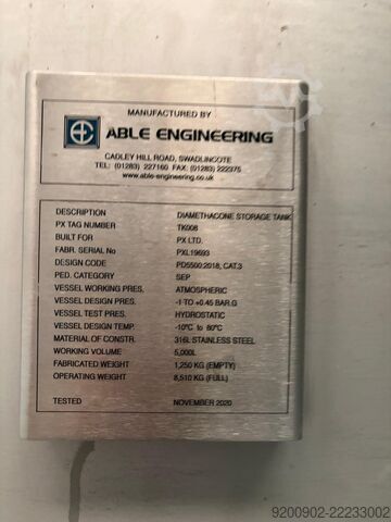 5000L Stainless Steel Mixing Tank Able Engineering 