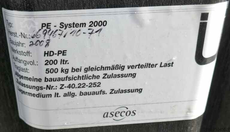 200-liter open tubs made of HD-PE (22 units; total price) asecos 9858