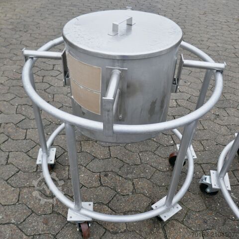 60 Liter fahrbarer Behälter aus V2A  9835