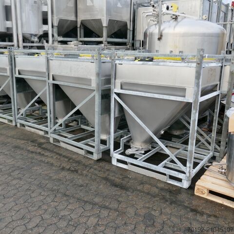 760 liter IBC conical container for bulk materials made of V2A stainless steel Stöcklin 9794