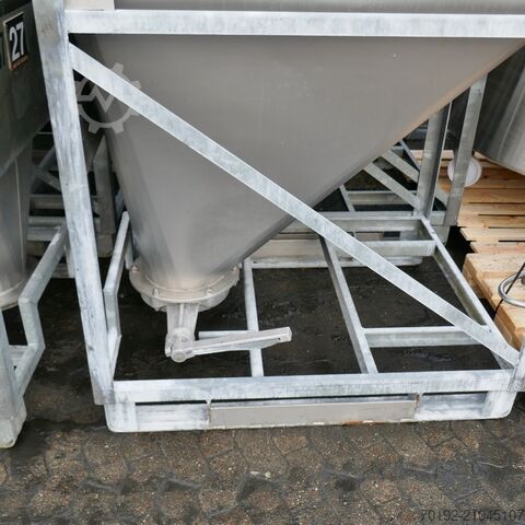 760 liter IBC conical container for bulk materials made of V2A stainless steel Stöcklin 9794
