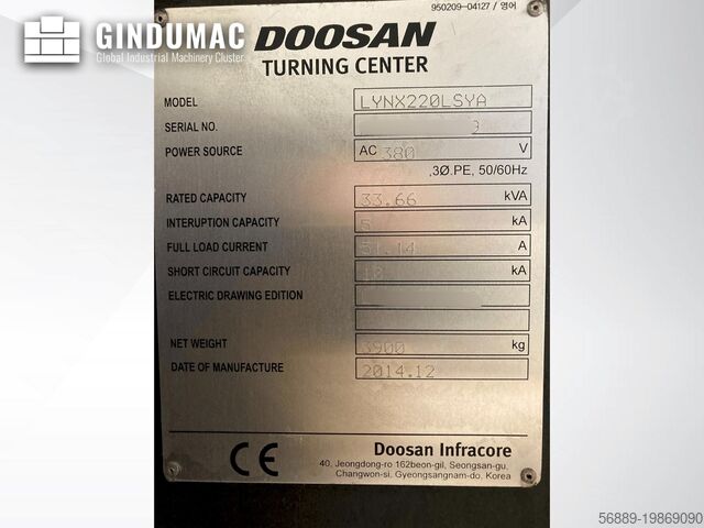 Horizontal Turning Machine DOOSAN LYNX220LSYA