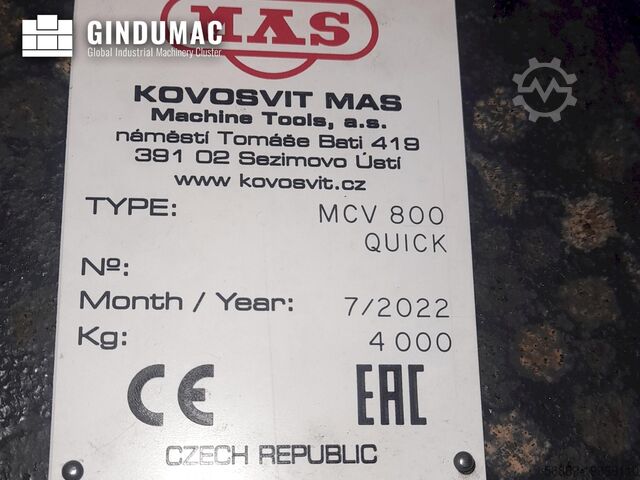 Vertical Machining Centre KOVOSVIT MAS MCV 800 QUICK