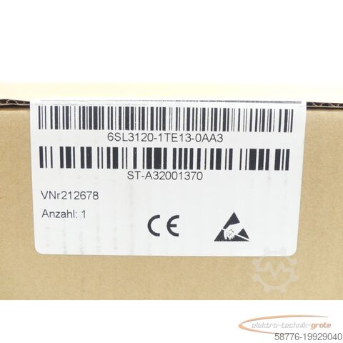 Siemens component Siemens 6SL3120-1TE13-0AA3 SN:ST-A32001370 generalüberholt mit 24 Monaten Gewährleistung! -