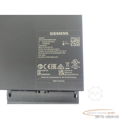Component Siemens 6SL3120-1TE26-0AC0 Single Motor Module SN:T-P36235054 - Neuwertig! -
