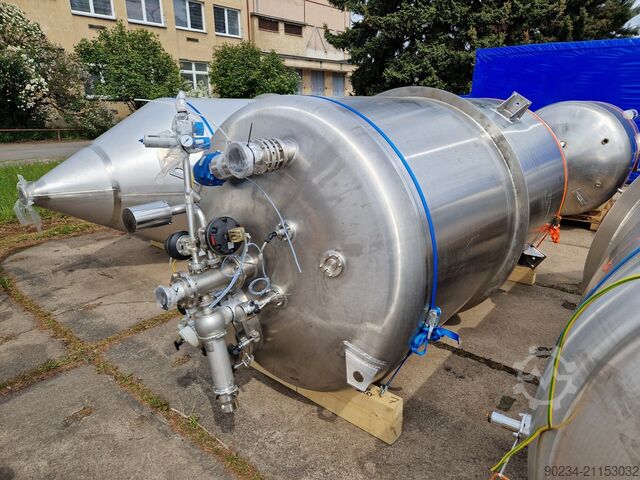 5.720 Liter 316L Edelstahl-Vakuum-Lagertank, 1.500 mm Durchmesser x 2.500 mm Zylinderlänge SCHWARTE-MILFOR 5,720 Litre