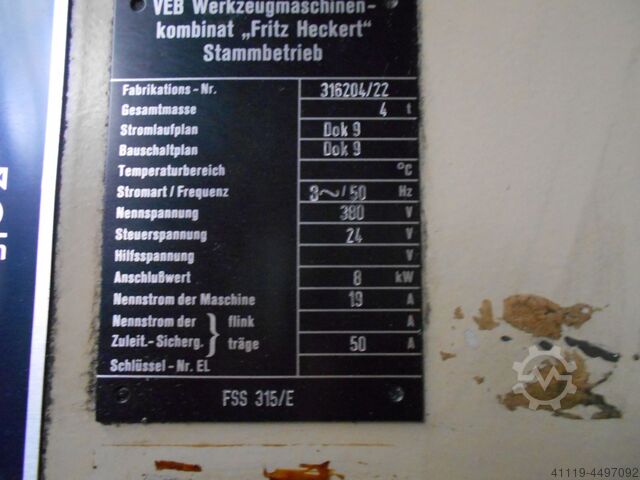 Senkrechtfräsmaschine WMW HECKERT FSS 315/E