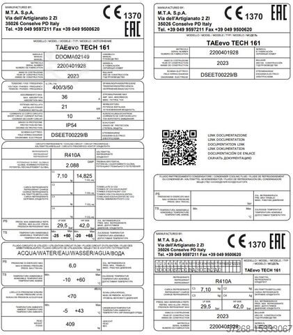 Kältemaschine, Kaltwassersatz, Kühler, MTA S.p.A., Kühlmaschinen, - TAEevo Tech 161 P3 - 38,6 kW