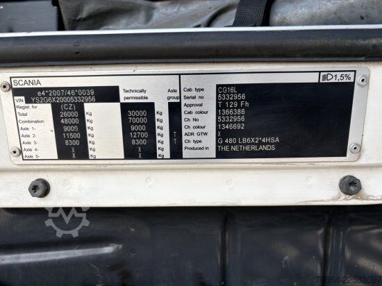 Kipper LKW SCANIA G480 6X2 ABROLLER MIT KRAN  ,RETARDER, EURO 5, SCHROTTGREIFER