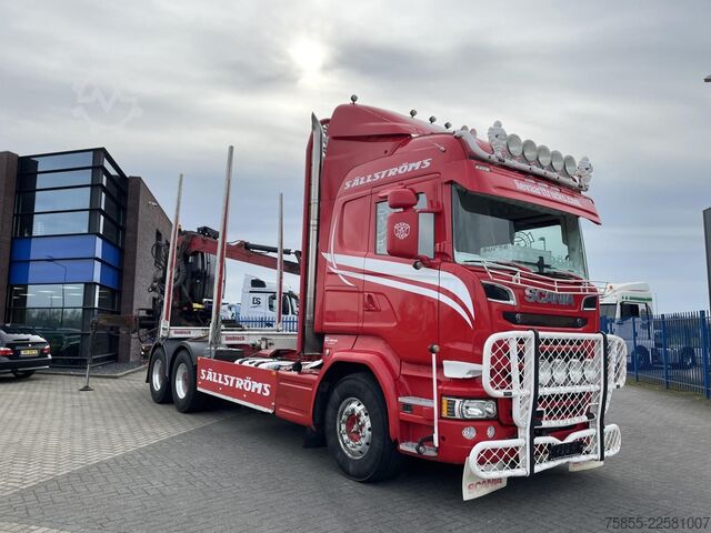 Log transporter Scania R730 Woodtransport / 6x4 / Hiab Crane / Retarde...