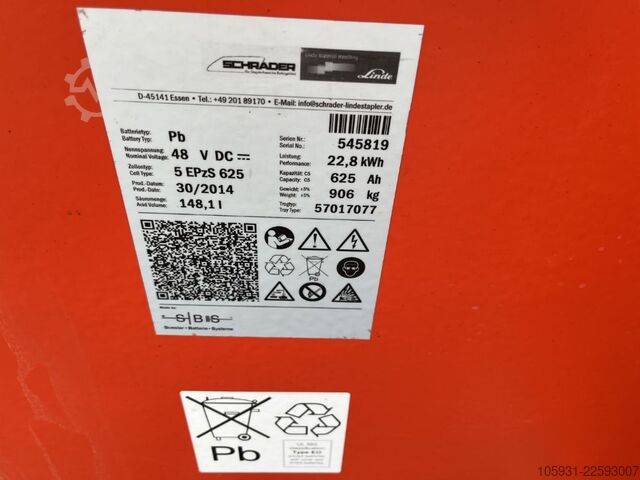 Electric 3-wheel forklift Linde E16-02