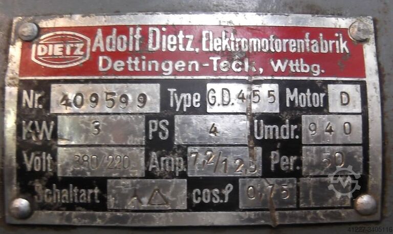 Electric motor 3 kW 940 rpm DIETZ G.D. 455 D