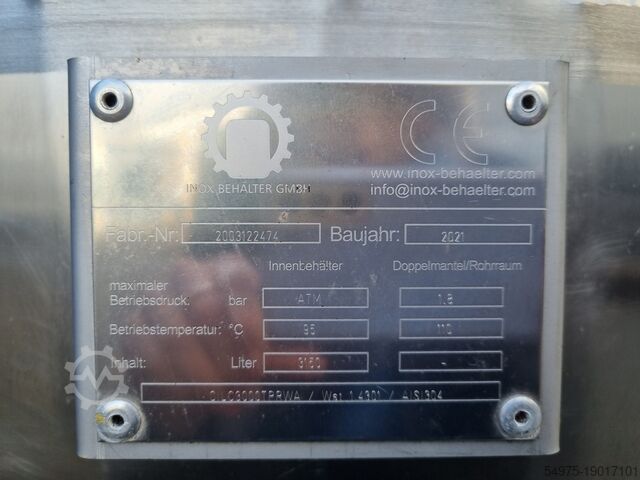 Heatable/coolable agitator tank Inox Behälter GmbH CILC3000TPRWA