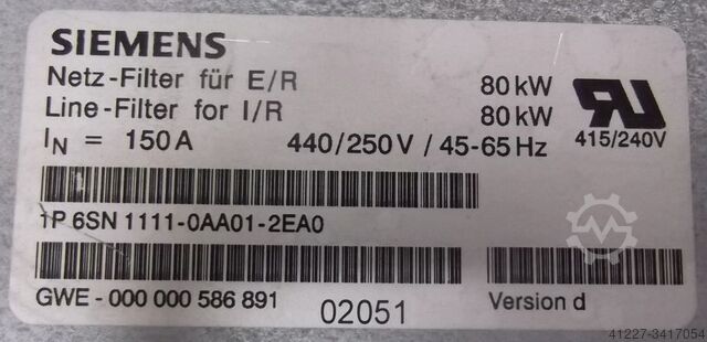 Line filter for E/R Siemens Simodrive 6SN 1111-0AA01-2EA0