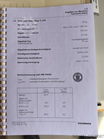 Aluminium Kaltkreissäge Kaltenbach 
