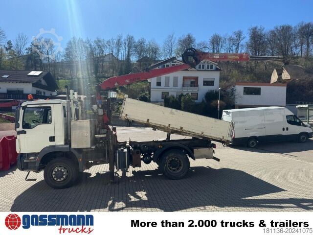Tipper truck MAN TGM 18.340 4x4 BB mit Penz Kran 11.83 SH, Funk