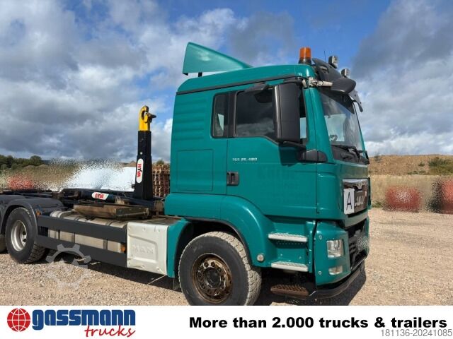 Roll-off tipper truck MAN TGS 26.480 6x4/45 BL, Klima, Intarder, Hyva 20.60