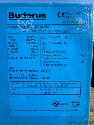 Buderus heating boiler SK635 / 555 kW Buderus Heizkessel SK635/555kw Buderus Heizkessel SK635/555kw