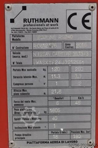 Truck aerial platform Ruthmann Ecoline RS240