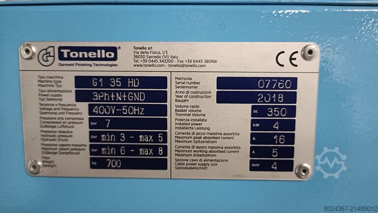 Waschmaschine Tonello G1 35 HD