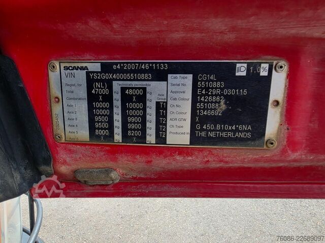 Tipper Scania G450 XT!!10x4 !!AJK KIPPER!!MILIEUKAP!!
