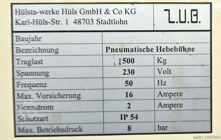 Pneumatische Hebebühne Z.V.B Pneumatische Hebebühne