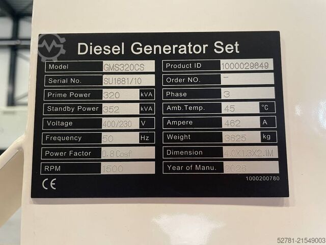 Aggregat Cummins 6CTAA9.5-G1 - 352kVA Generator - DPX-20036