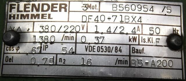 Getriebemotor 0,37 kW 16 U/min Flender DF40-71BX4