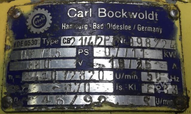 Gear motor 0.7/1.1 kW 46/92 rpm Bockwoldt CB21/4/2P