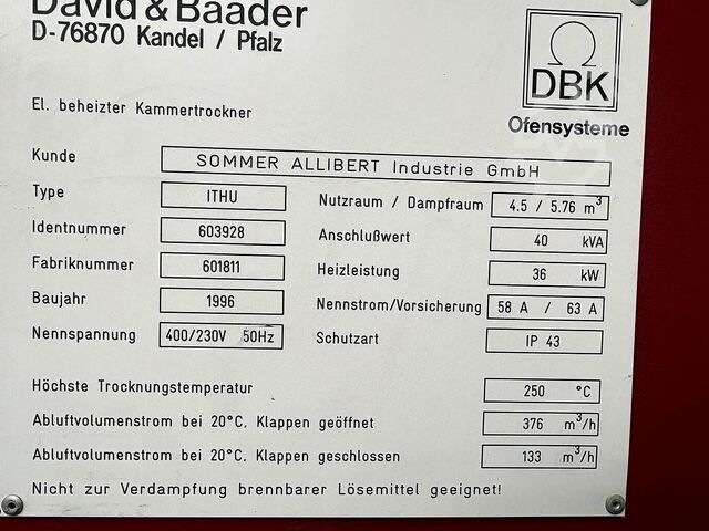 Kammertrockner David & Bader ITHU Chamber Dryer