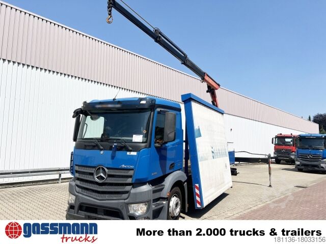 Flatbed truck Mercedes-Benz Antos 1836 L 4x2, Glastransporter, Heckkran