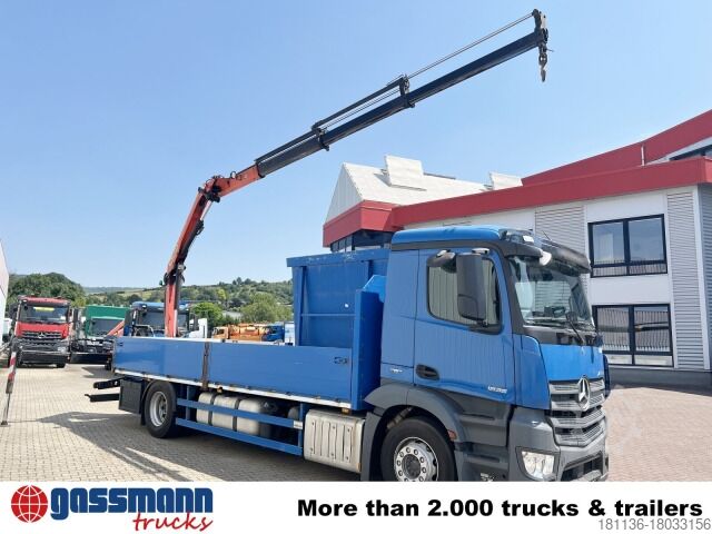 Flatbed truck Mercedes-Benz Antos 1836 L 4x2, Glastransporter, Heckkran