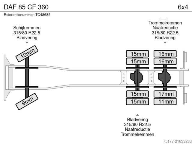 Chassis with cab DAF 85 CF 360