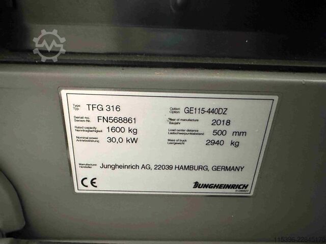 LPG Forklifts Jungheinrich TFG 316 - TRIPLEX 4,4 m