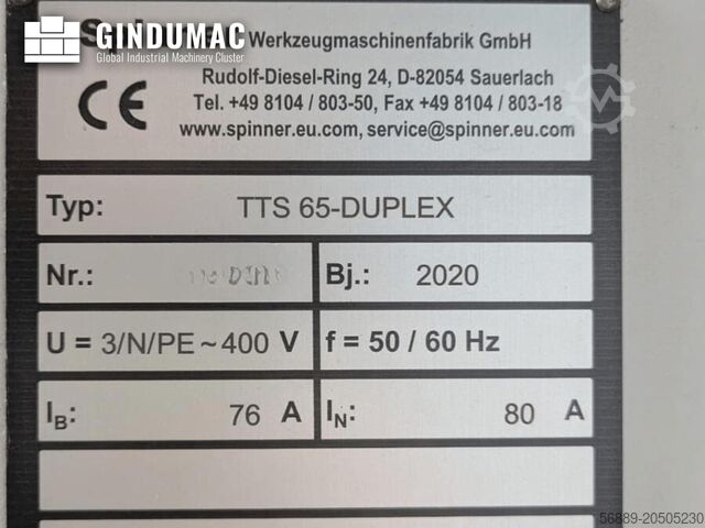 Horizontal-Drehmaschine SPINNER TTS 65-DUPLEX