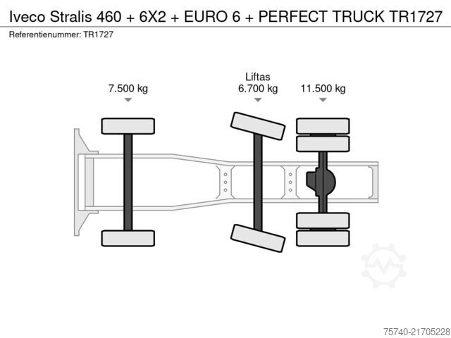 Standard tractor Iveco Stralis 460 + 6X2 + EURO 6 + PERFECT TRUCK