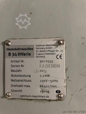 Pillar drill Optimum OPTI B34H Var  