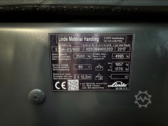 2017, serviced until 07/2027, 11,137 operating hours Linde E 35/600H-388-01