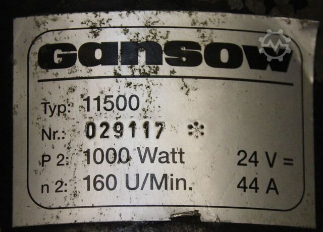 Gear motor 1 kW 160 rpm 24 Volt Gansow 11500 / ZF12